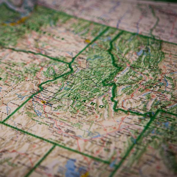 map focused on Idaho